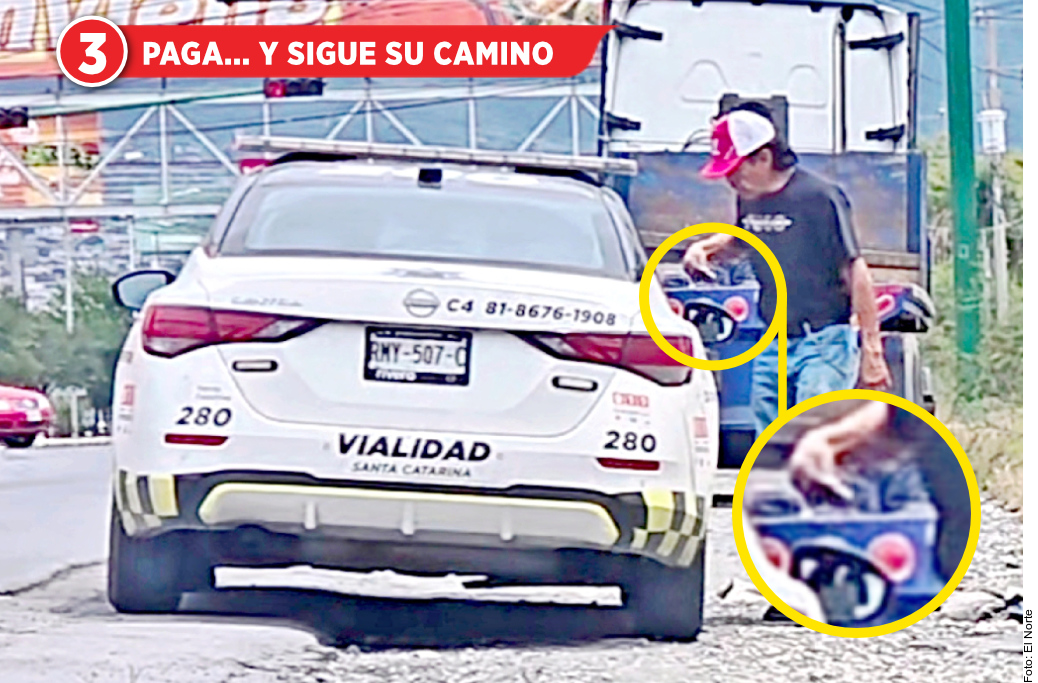 los de transito mandan a trailero al cajero por mordida